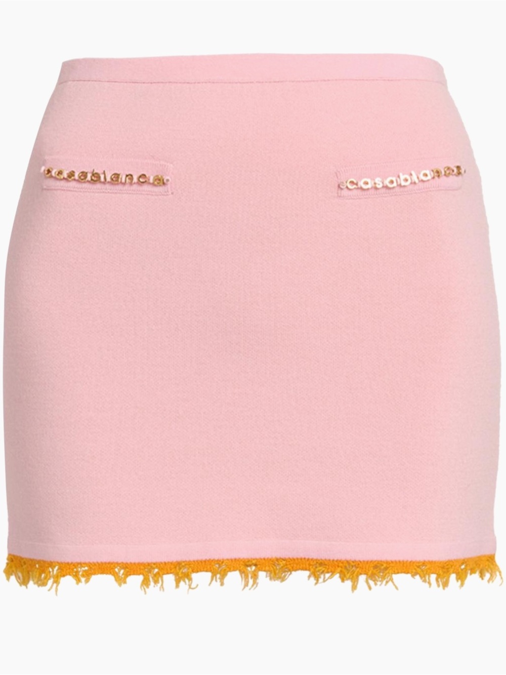 Casablanca Wool-Blend Pink Mini Skirt with Gold Trim